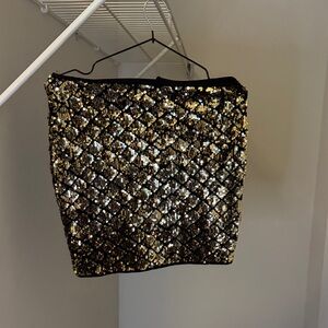 Windsor Black and Gold Sequin Mini Skirt